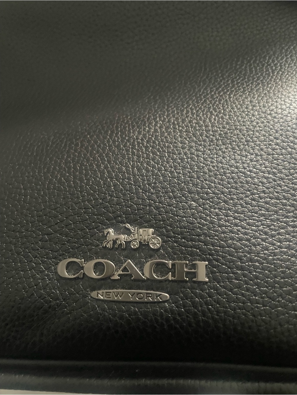 Coach Black Leather Shoulder Bag with Silver-Tone Chain and Leather Handles - Picture 3 of 7